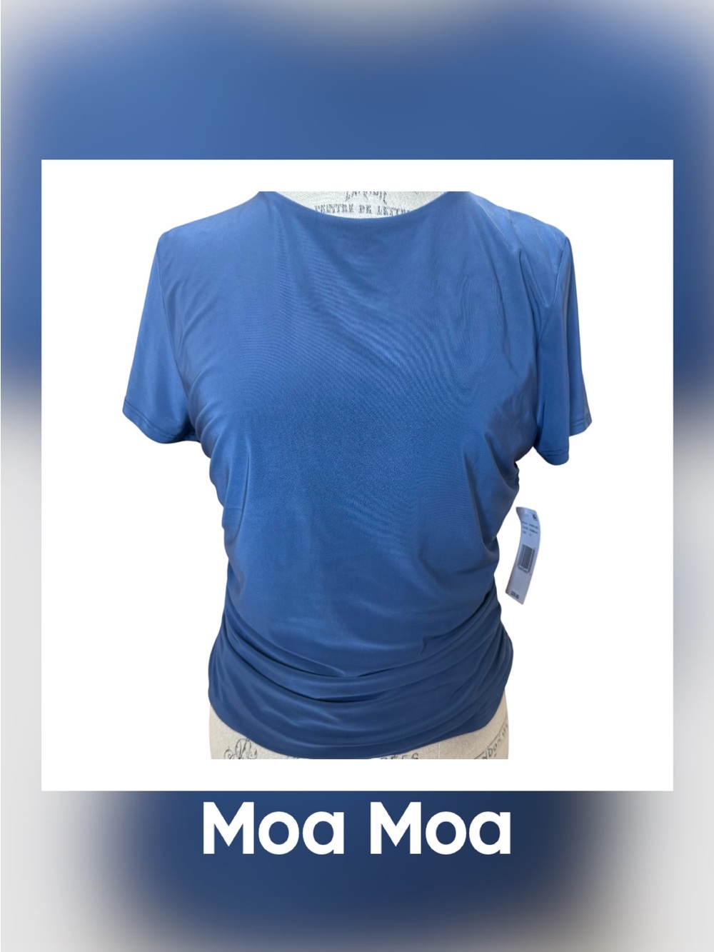 Moa Moa Royal Blue Short-Sleeve Ruched Women's Top